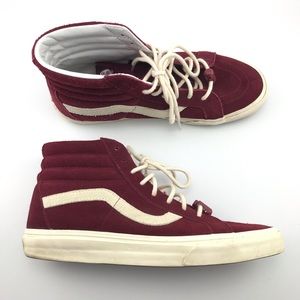 Vans Burgundy and Cream High-Top Sneakers